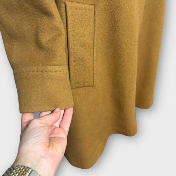 FLEURETTE Camel Stand Collar Car Coat 12 Italian Wool Women Classic Quiet Luxury - Picture 8 of 9